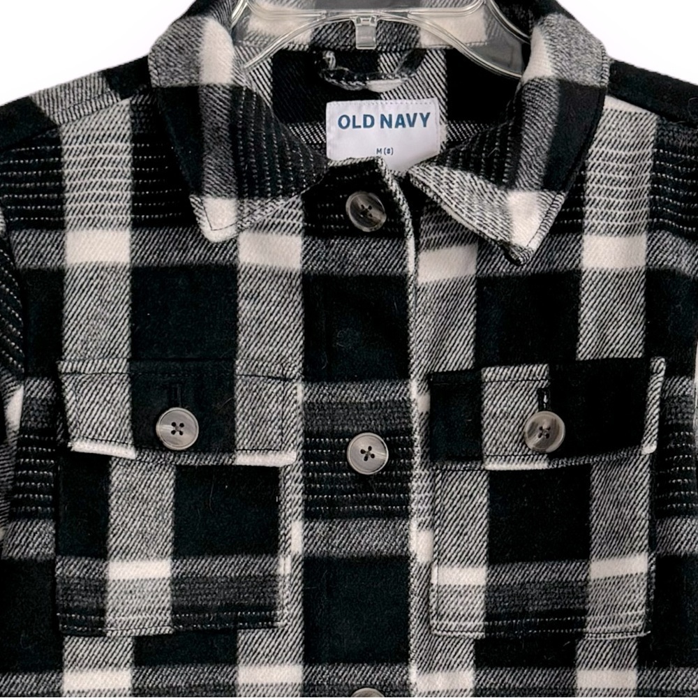 Old Navy Girls Size M (8) Oversized Black/White Plaid Tunic Shacket - Picture 5 of 5